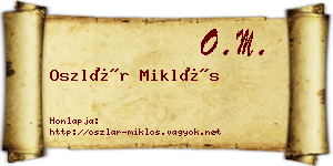 Oszlár Miklós névjegykártya